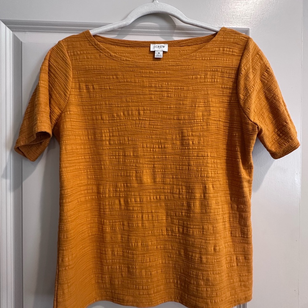 J. Crew Women's Mustard Textured Short Sleeve Top